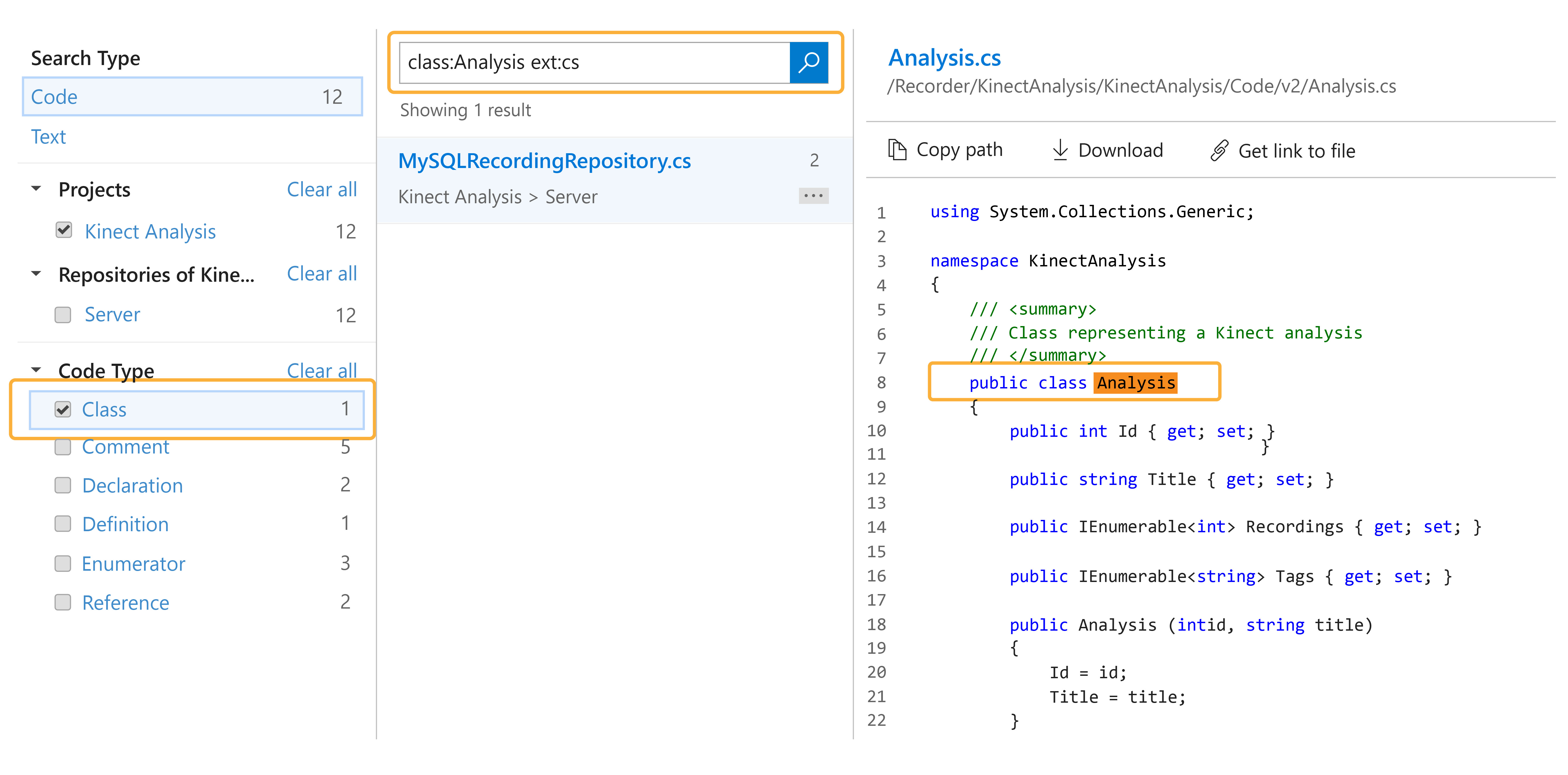 Query filter results